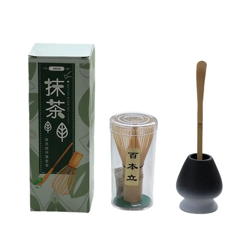 ABDJ-Hundred-Prong Chasen With Scoop& Holder- Bamboo Matcha Whisk Kit(3 Pcs), Japanese Tea Ceremony Tools