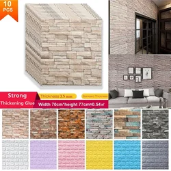 Panel autoadhesivo 3D de imitación de ladrillo, pegatinas de pared para decoración del hogar, sala de estar, estética impermeable, papel tapiz moderno de 70x77cm, 10 piezas