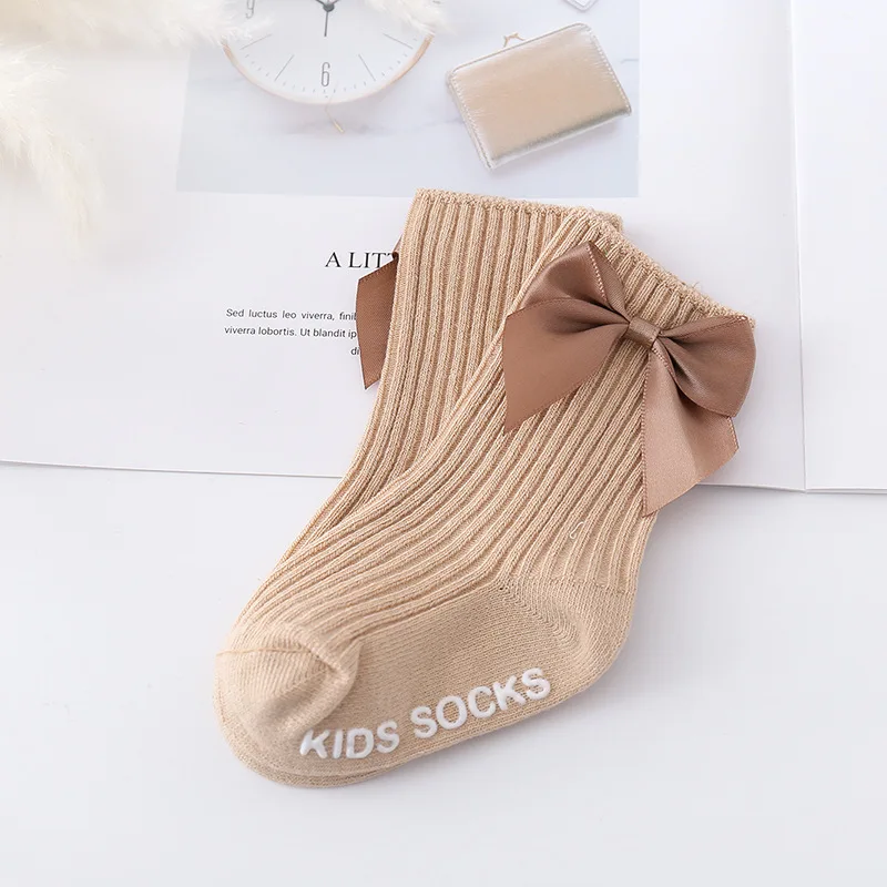 Baby Accessories Newborn Big Bow Floor Socks Infant Children Socks Kids Four Seasons Non-slip Cotton Socks Toddler Girls Clothes