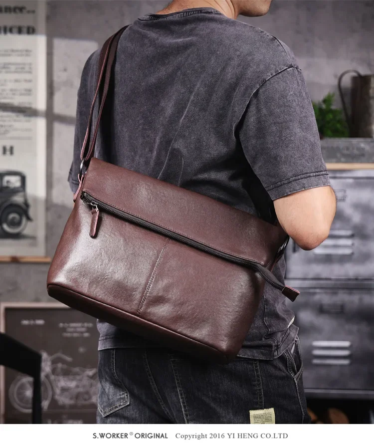 

2025 New Luxury Men's Handbags 100% Genuine Leather Male Shoulder Bag Fashion Crossbody Bag Boy Brand Casual Messenger Bags