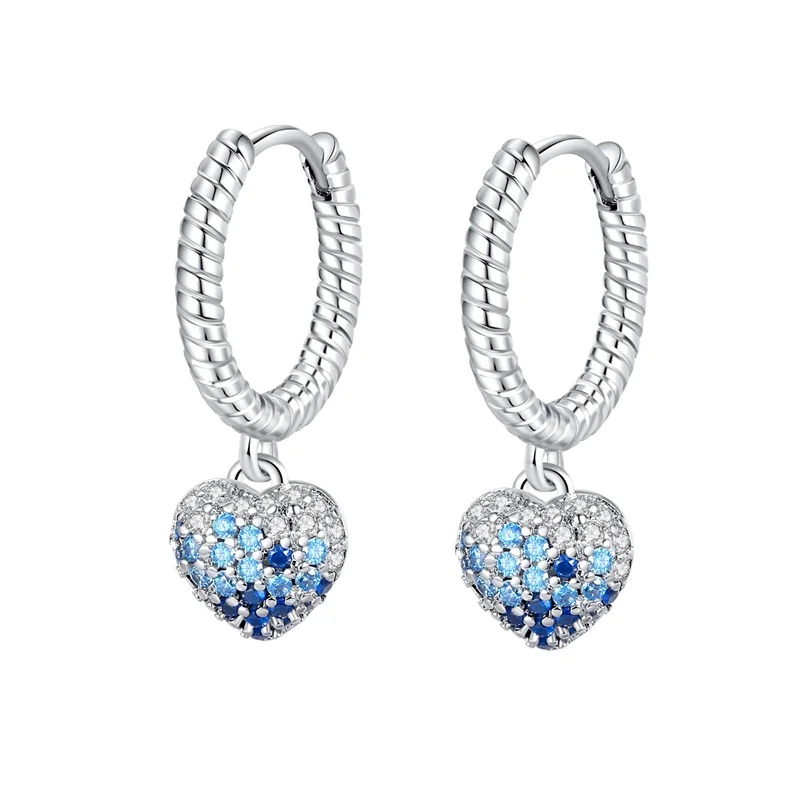 Hot Sales 925 Sterling Silver Gradient Stone Hoop Earrings For Women Fine Birthday Anniversary Jewelry Gifts