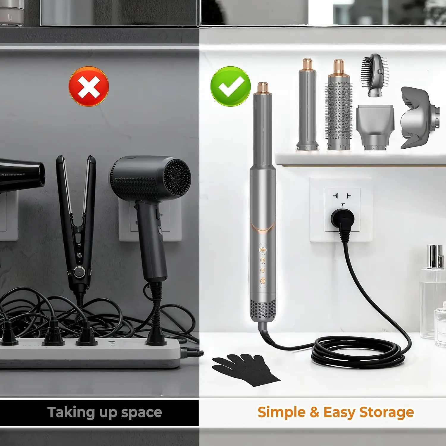 High-Speed Negative Ionic Hair Care Blow Dryer, 6-in-1 Hair Dryer Brush and Air Styler with Auto-Wrap Curlers for Travel