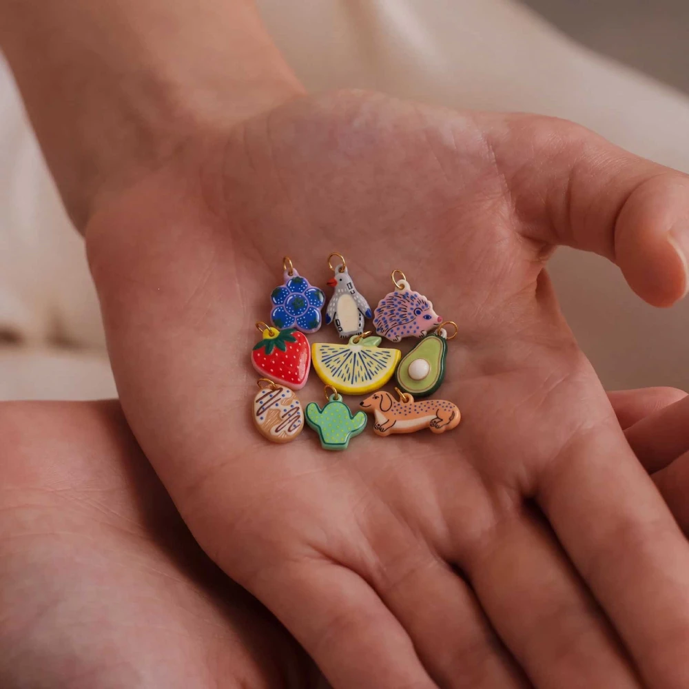 316 Edelstahl Wasserdicht Farbbeständig Frisch Niedlicher Kleiner Hund Igel Blume DIY Anhänger Charms für Schmuck – Detail 4