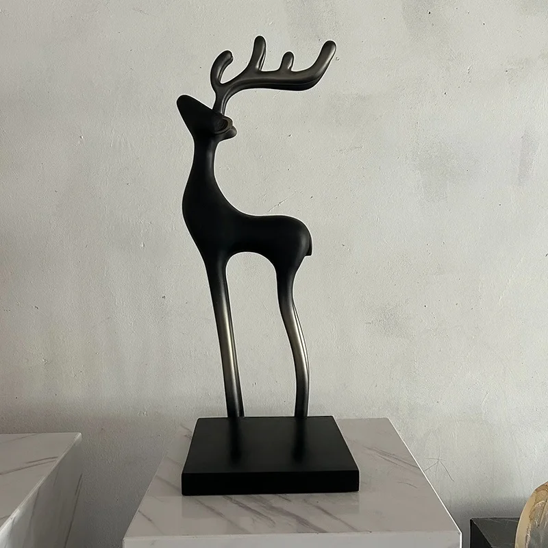 ！@High-End Luxury Wooden Artwork Entrance Hall Room Deer Decoration Modern Simple Living Hotel