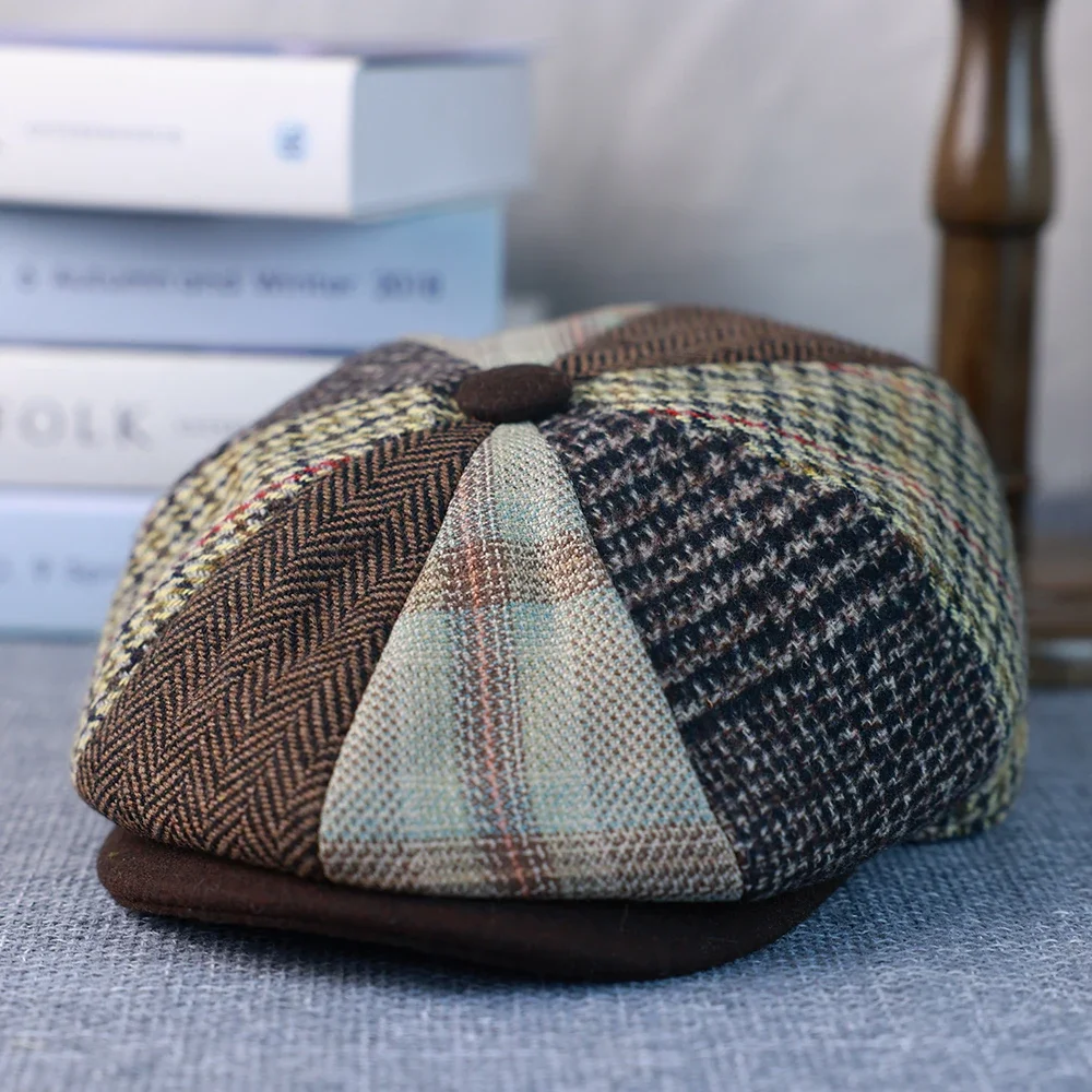 Spring Autumn Winter Men Classic Splicing Octagonal Hats Retro British Newsboy Cap Gatsby Woman Men Beret Caps