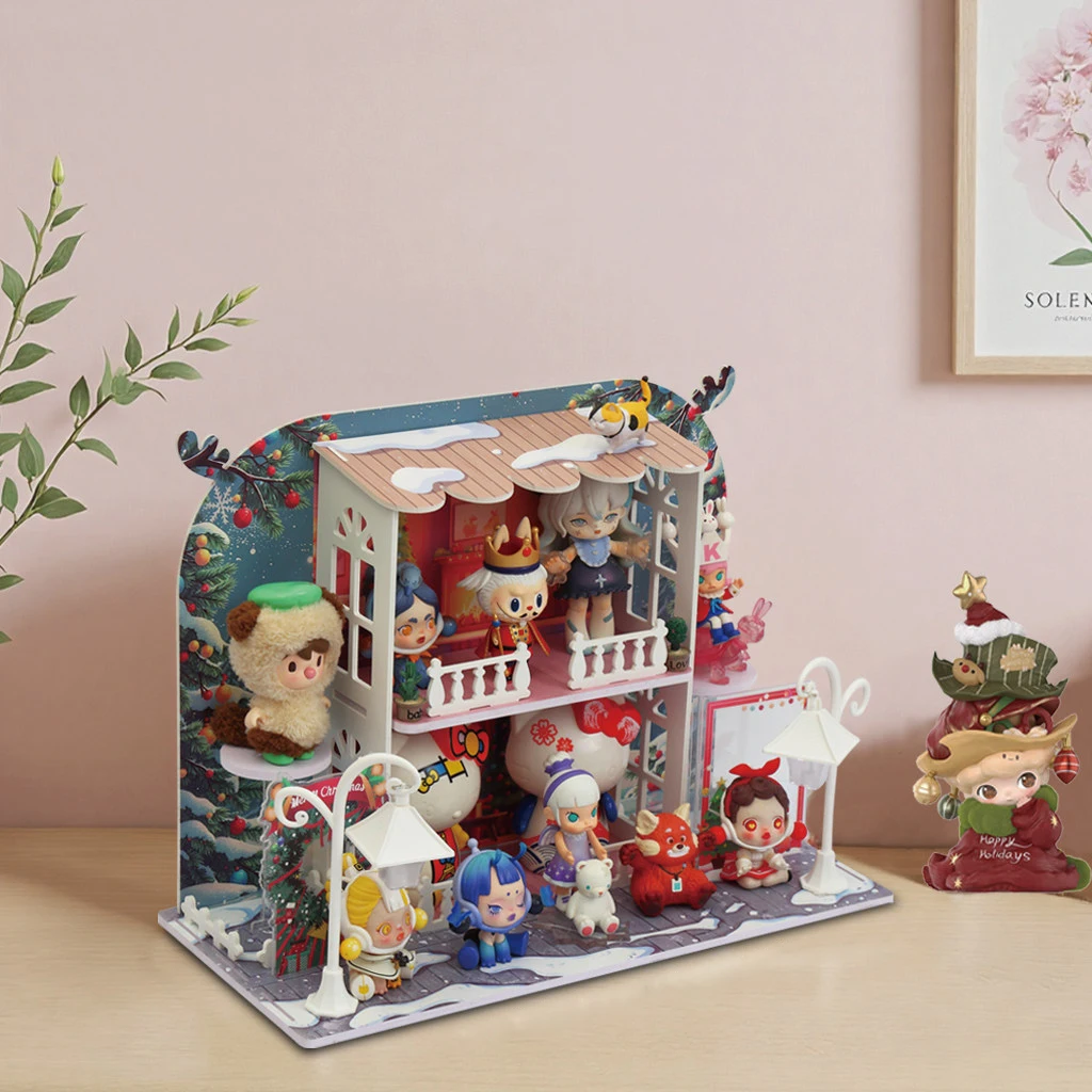 Toy Display Stand with Multiple Scenarios Transparent Acrylic Display Cabinet Action Figure Display Box with Lighting