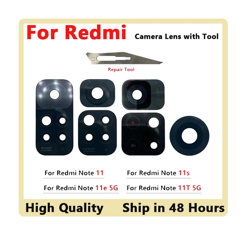 NEW OEM Back Rear Camera Glass Lens with Sticker Replacement Repair For Xiaomi Redmi Note 7 8 9 11T 11 10T 5G 10S 10 Pro Plus 5G