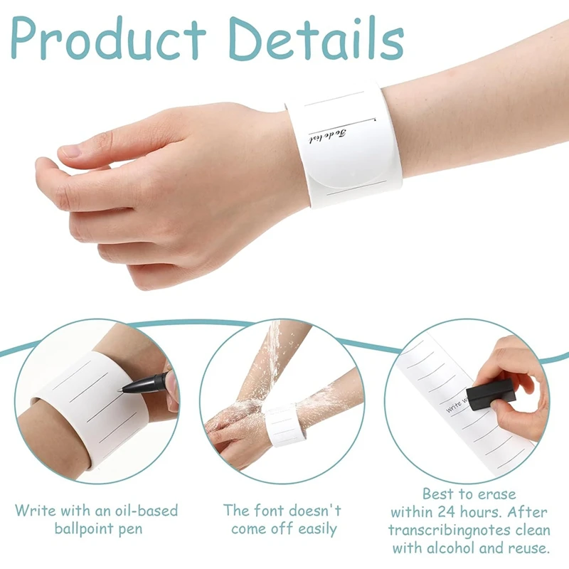 Top-Wearable Notepad, Silicone Memo Wristband With Ruler, Nurse Reminder Erasable Wrist Notepad With Pen And Eraser