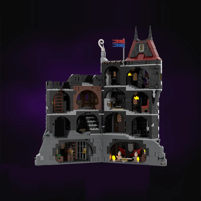 中世の城モデル MOC ビルディングレンガ崖の上の要塞モジュラーテクノロジーギフトホリデー組み立てる子供のおもちゃスーツ