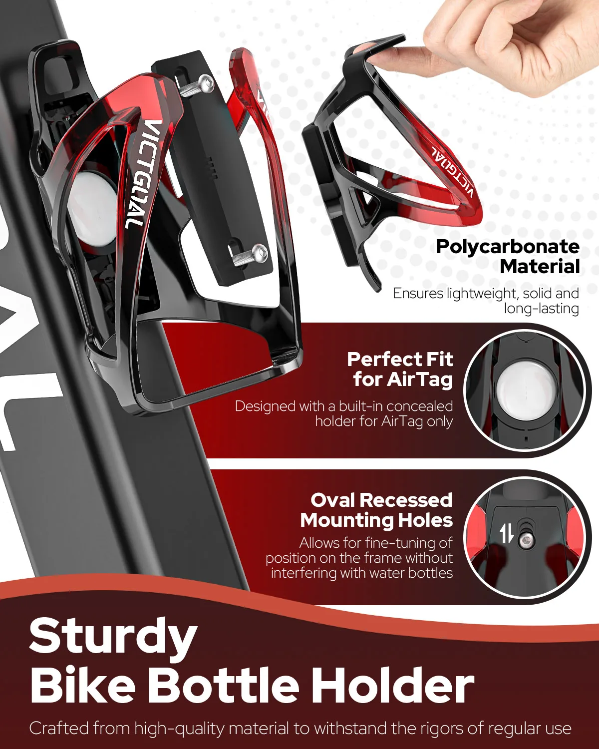 VICTGOAL Bicycle Water Bottle Cage for Airtag Holder Anti-Theft Tracker Cage for Mountain Road Bikes Cycling Bottles Cage