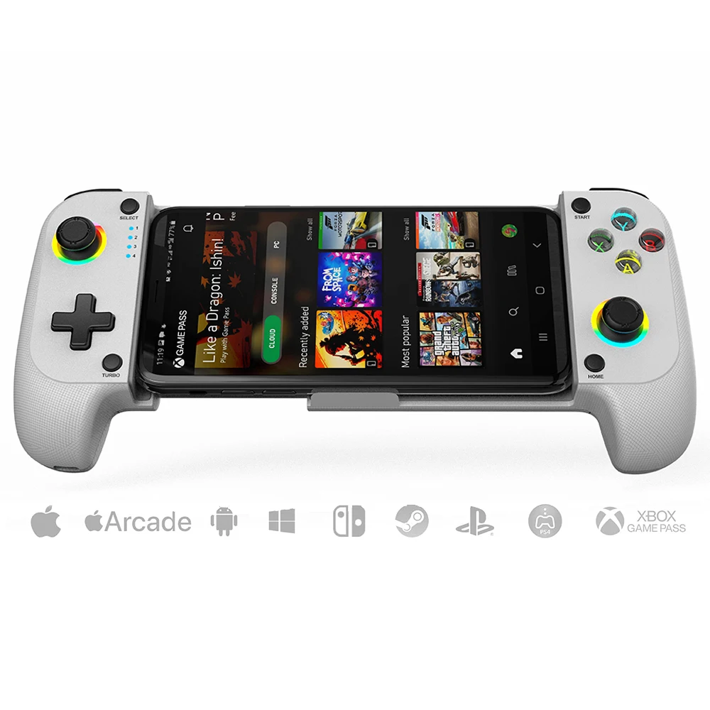 وحدة تحكم ألعاب الهاتف المحمول لأجهزة iPhone وAndroid مع ضوء RGB، تدعم Play PS Remote Play، Xbox Cloud والمزيد