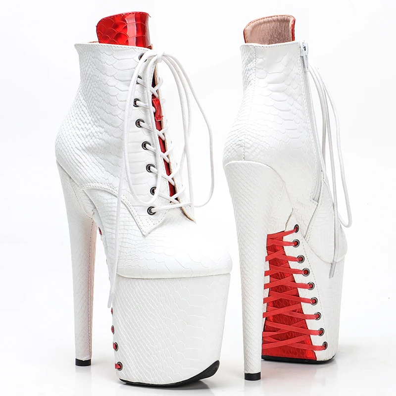 Leecabe 20CM/8Inch Snake Upper Platform boots party High Heels closed toe Pole Dance shoes
