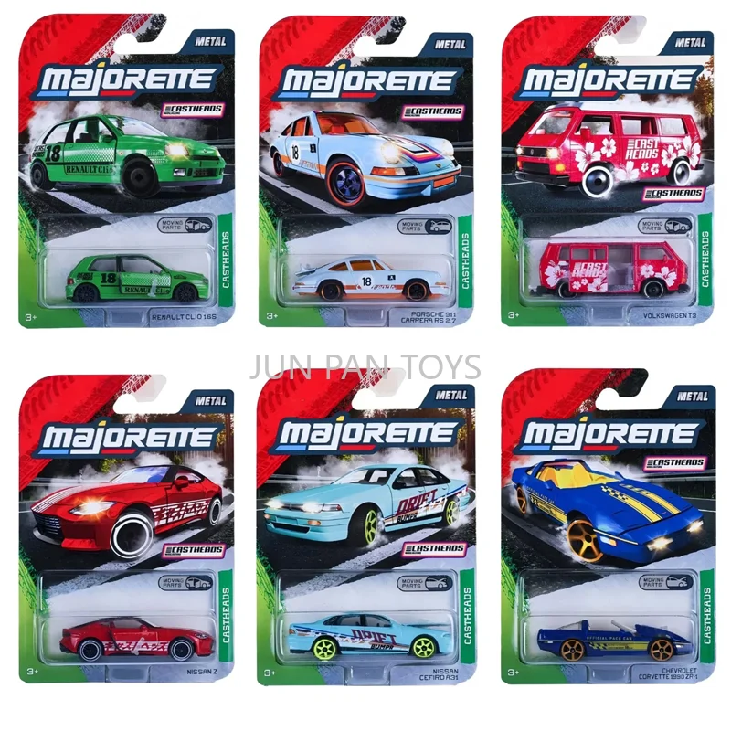 Carros de Metal Colecionáveis Majorette Castheads 1:64: Renault Clio, Volkswagen, Porsche, Nissan, Chevrolet - Modelo Realista para Crianças