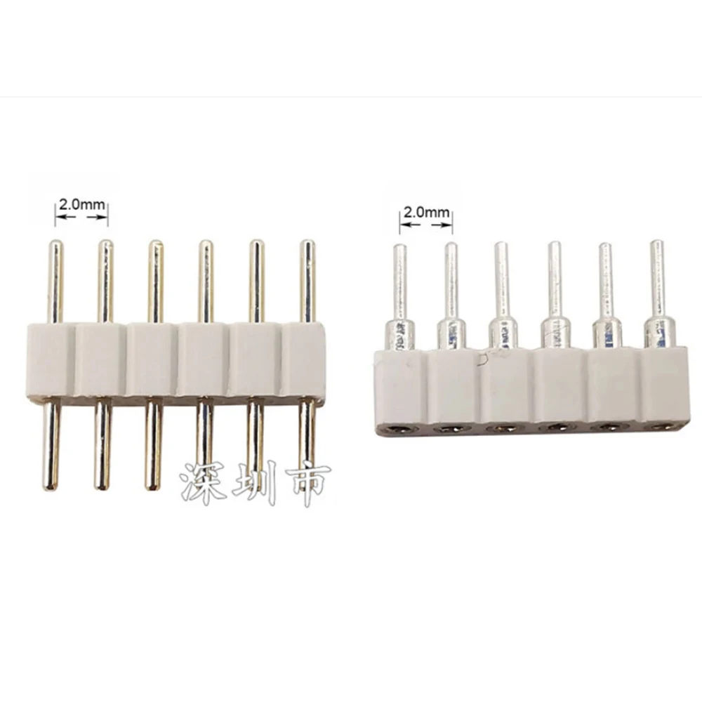 20pcs/lot 6Pin LED Connector 2.0mm 2.54mm Pin Pitch Needle Male to Male or Female Connector LED Accessories for RGBCCT LED Strip