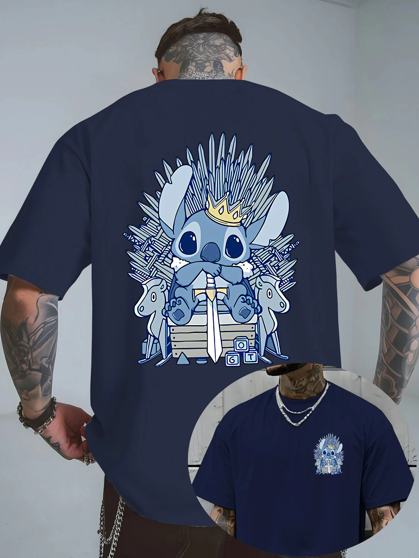 الصيف ديزني غرزة نمط مطبوعة المرأة تي شيرت عادية الوالدين والطفل الشارع الشهير القطن Y2K أفضل Harajuku ملابس للرجال