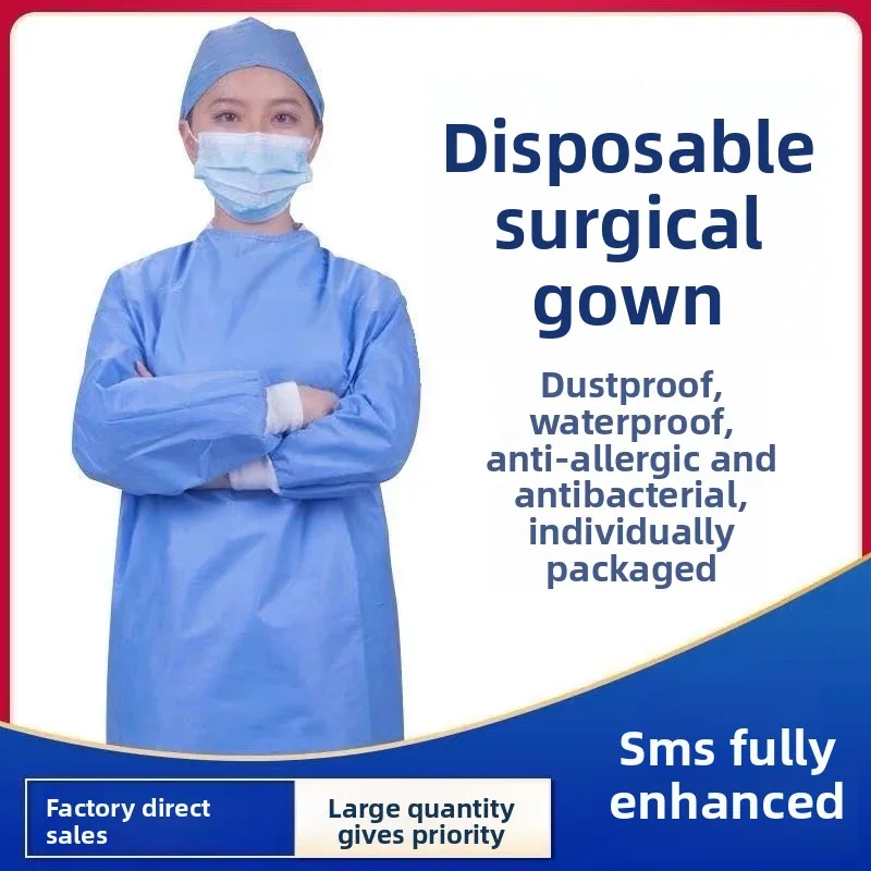 

5pcs of Disposable Isolation Clothes SMS Non-woven Protective Clothing Breathable Surgical Clothing Individually Packaged