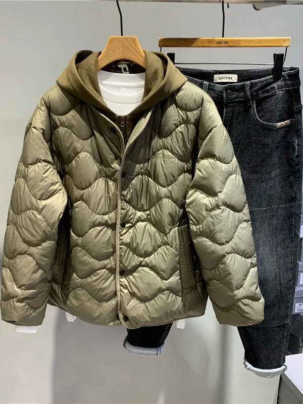 

Men's Casual Lightweight Du down Jaet Hooded Outdoor Cold-resistant Polyester Fiber Fabric 90% White Du down Filling