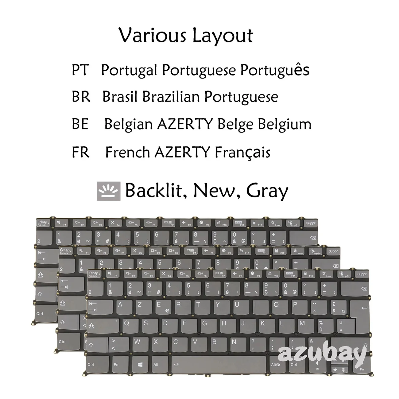 

Подсвечиваемая клавиатура AZERTY для бразильского португальского (BR) / бельгийского французского для Lenovo IdeaPad 5-14ARE05 5-14IIL05 5-14ALC05 5-14ITL05 81YM