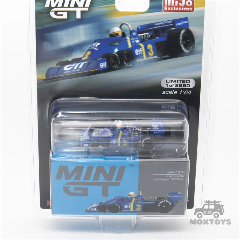 MINI GT Mijo Exclusives 1:64 Tyrrell P34 #3 Jody Scheckter / #4 Patrick Depailler 1976 Swedish GP Model Car