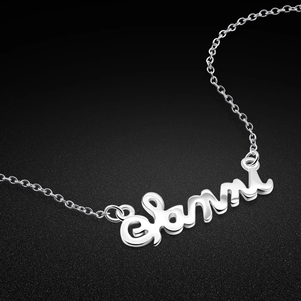 Minimalist 925 Sterling Silver  Letter Alphabet Necklace Simple Style Cute Pendant Choker Birthday Party Gift Women Teen Jewelry