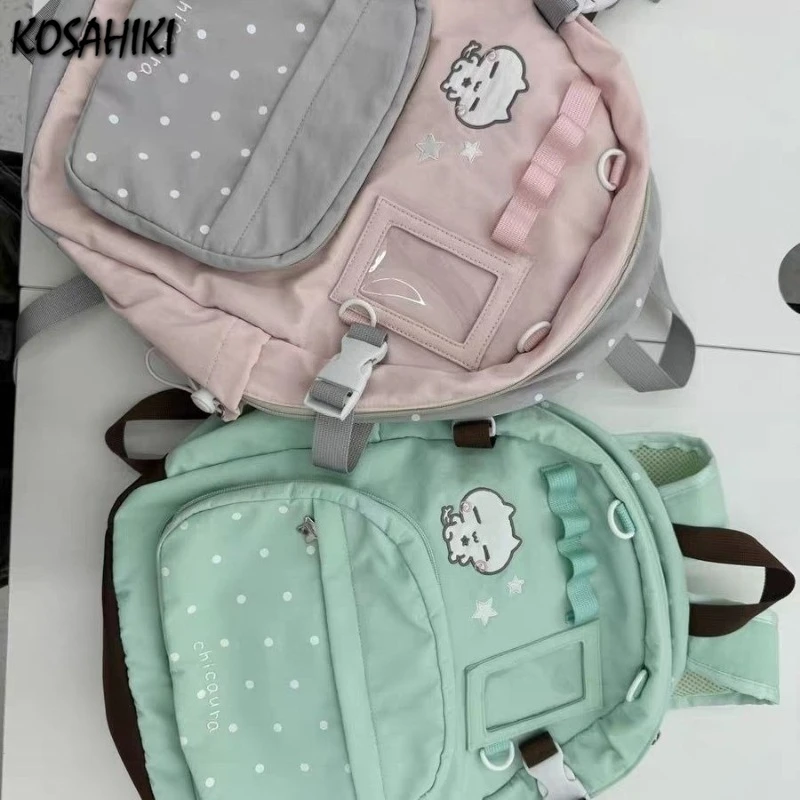 

Japanese Students Transparent Kawaii Dots Backpacks Y2k Aesthetic Chic Casual Ita Bags All Match Cartoon Embroidery Schoolbags
