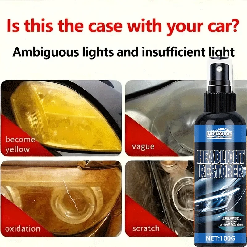 Car Lamp Restoration Polishing Kit - Headlight Scratch Remover & Oxidation Cleaner Repair Paste for Headlamp Assembly Polish Wax