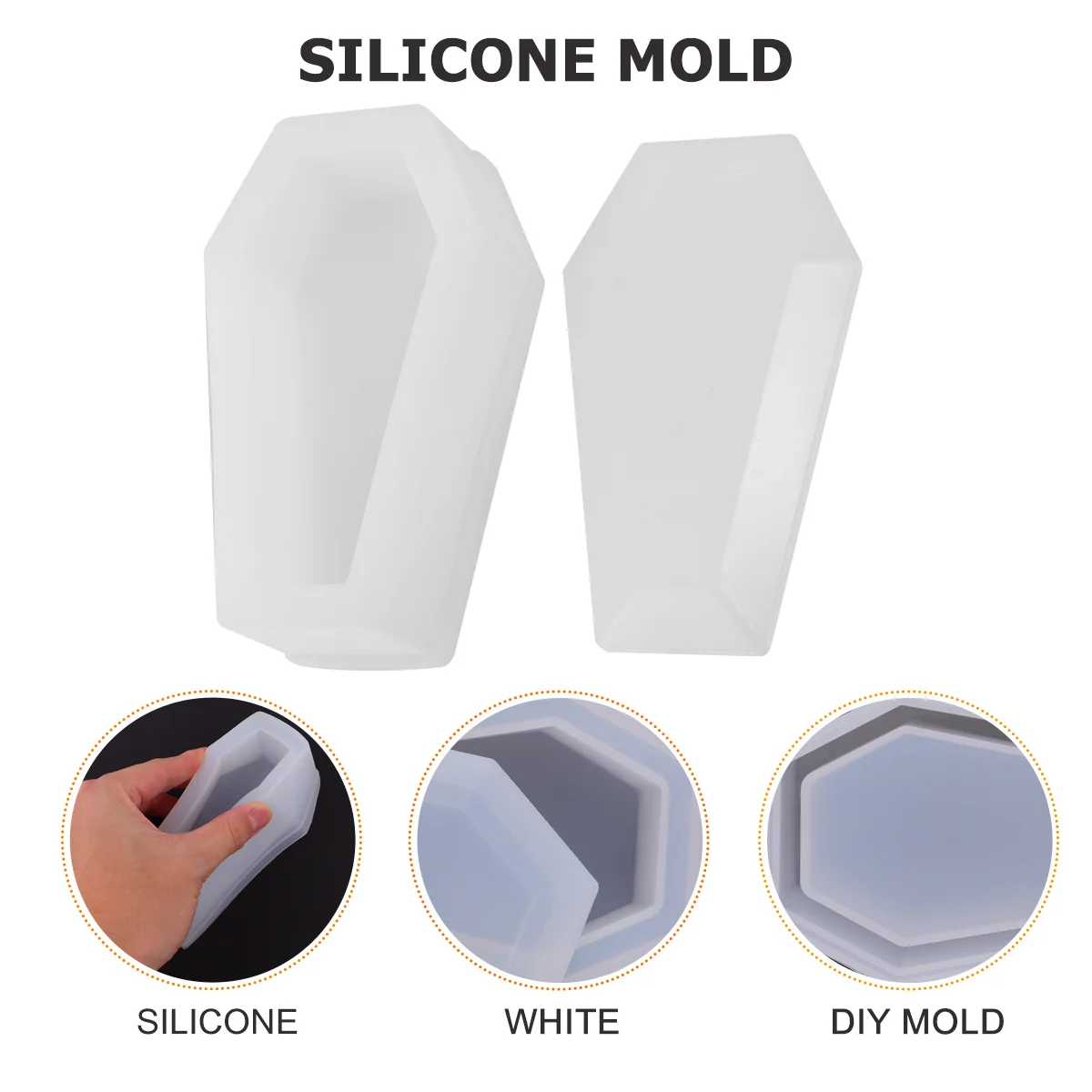 

Silicone Mold Coffin Shape White DIY Crystal Epoxy Mold for Halloween Decoration Storage Case Craft Making Irregular Lace Design