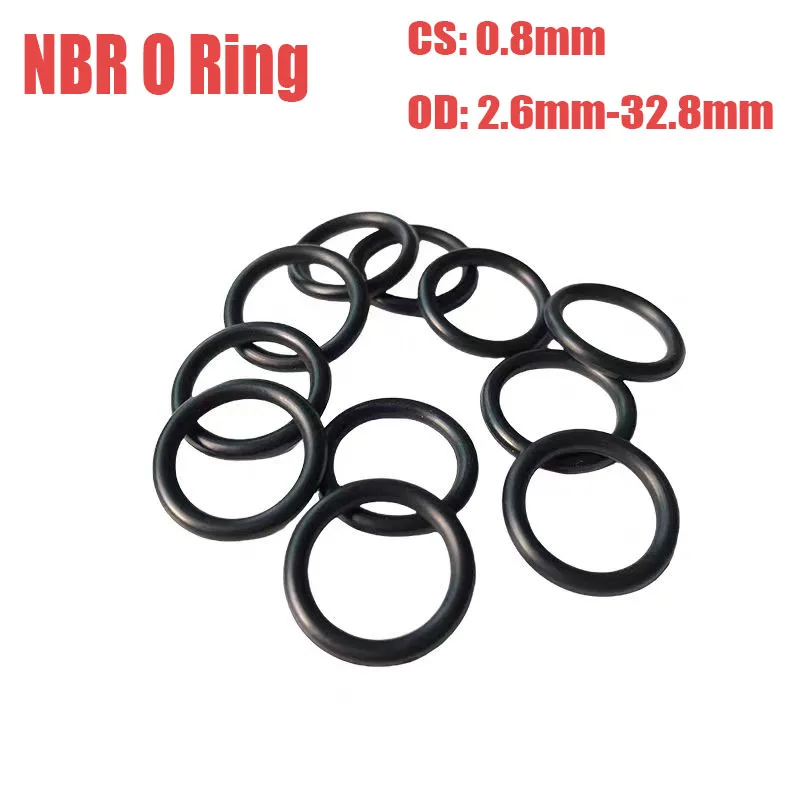 40Pcs O Ring CS 0.8mm OD 2.6-32.8mm Sealing Washer Nitrile Rubber O-ring Plumbing Gaskets Oil Resistant High Temperature Oring