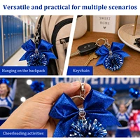 20 Pcs Cheerleading Pom Pom Keychains Shiny Bow Rhinestone Bag Charms Vibrant Cheer Team Accessory for School Event Party Favors 5