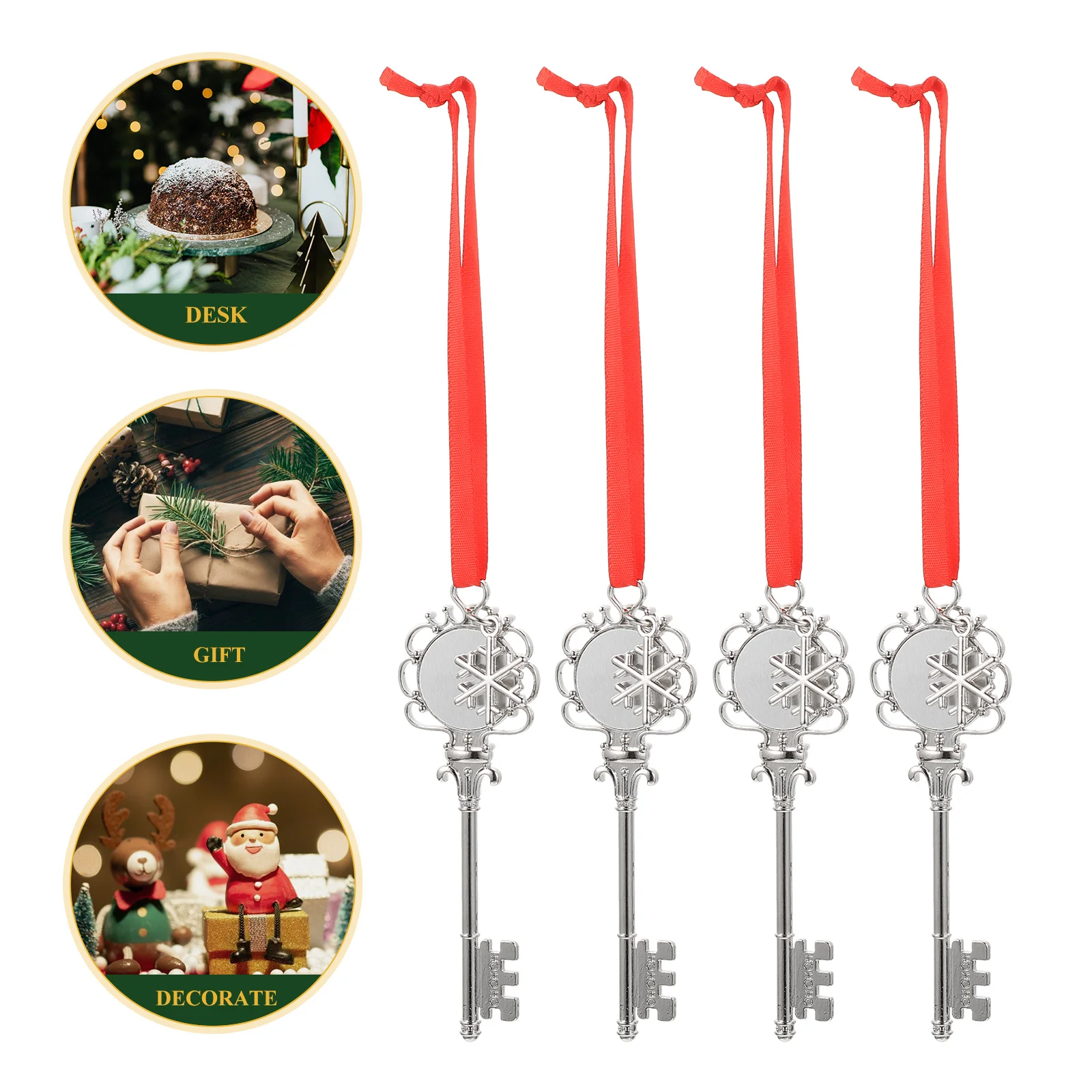 

6Pcs Xmas Tree Pendants Snowflake Key Shape Blank Heat Transfer DIY Sublimation Christmas Hanging Decor DIY Sublimation Pendant