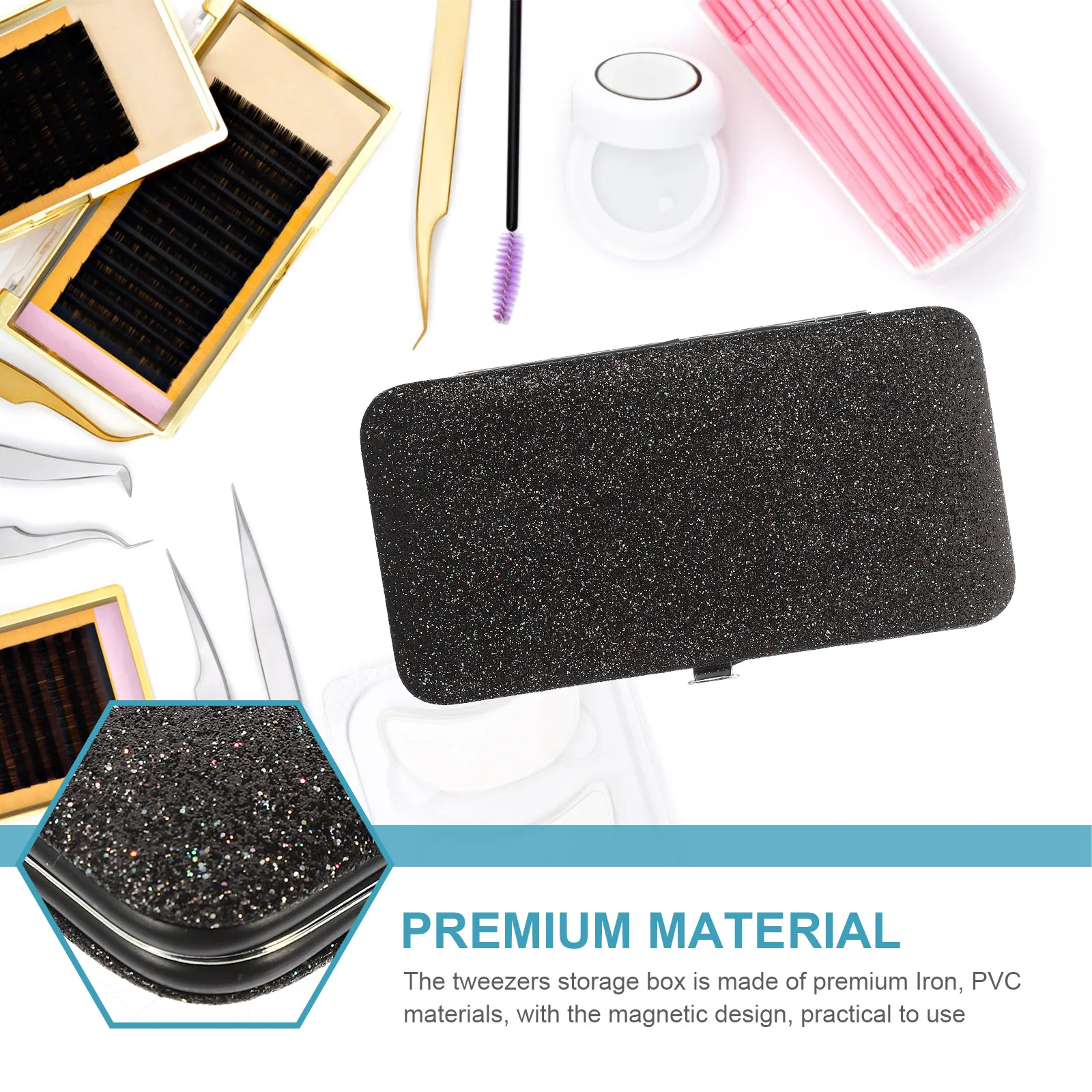 

Eyelash Tweezers Storage Box Portable Makeup Tools Case Slim Design HOLDER For Lash Grafting Black Color ganizer Travel Case