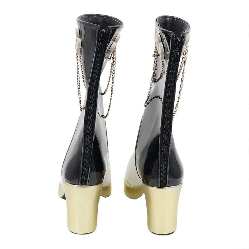 Mira – bottes en PU noir et blanc pour femme, chaussures de Cosplay, accessoires de Costume, Anime Halloween