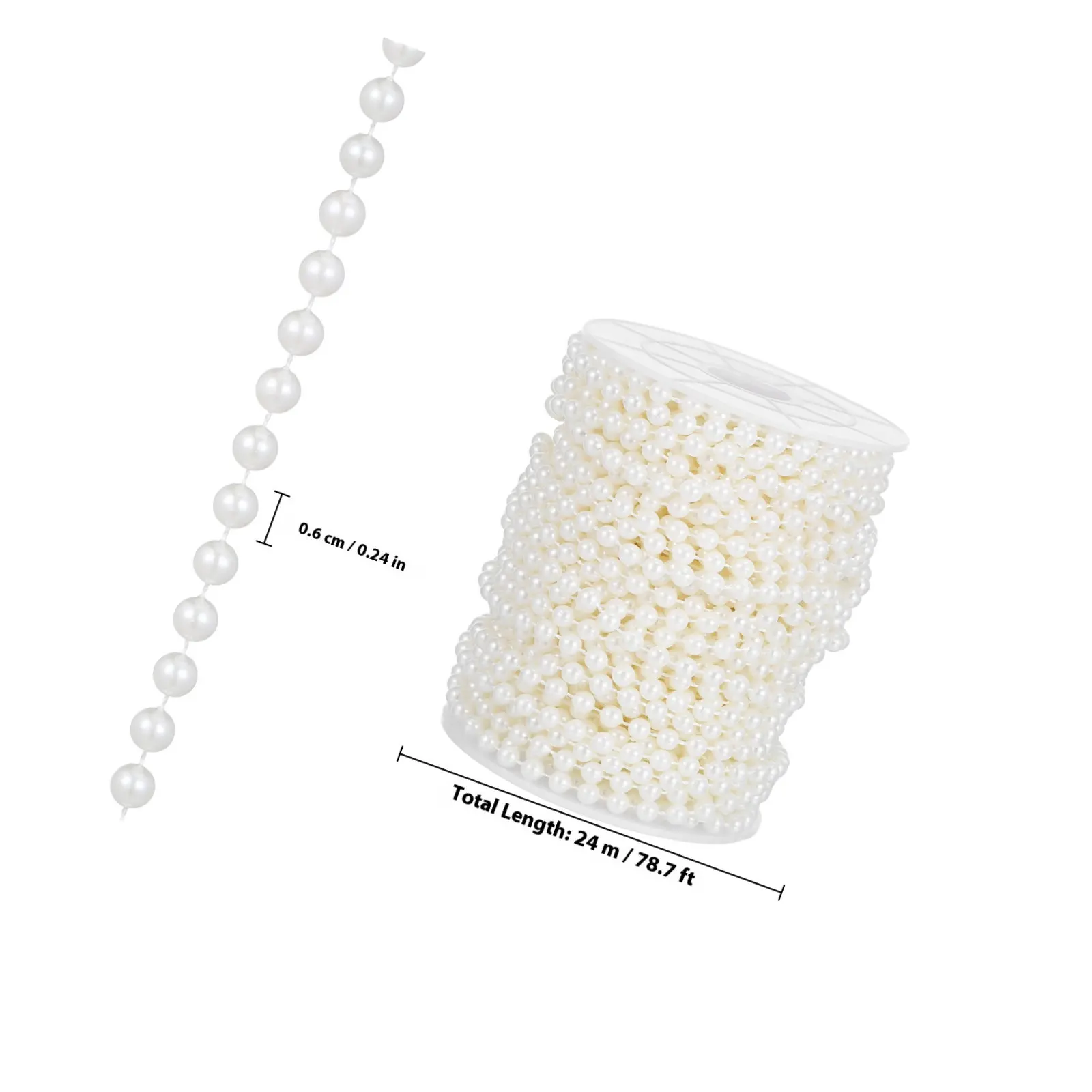 Faux Pearl Beaded String Roll – Glossy Elegant Garland Trim for Crafts, Clothing, Wedding & DIY Decor