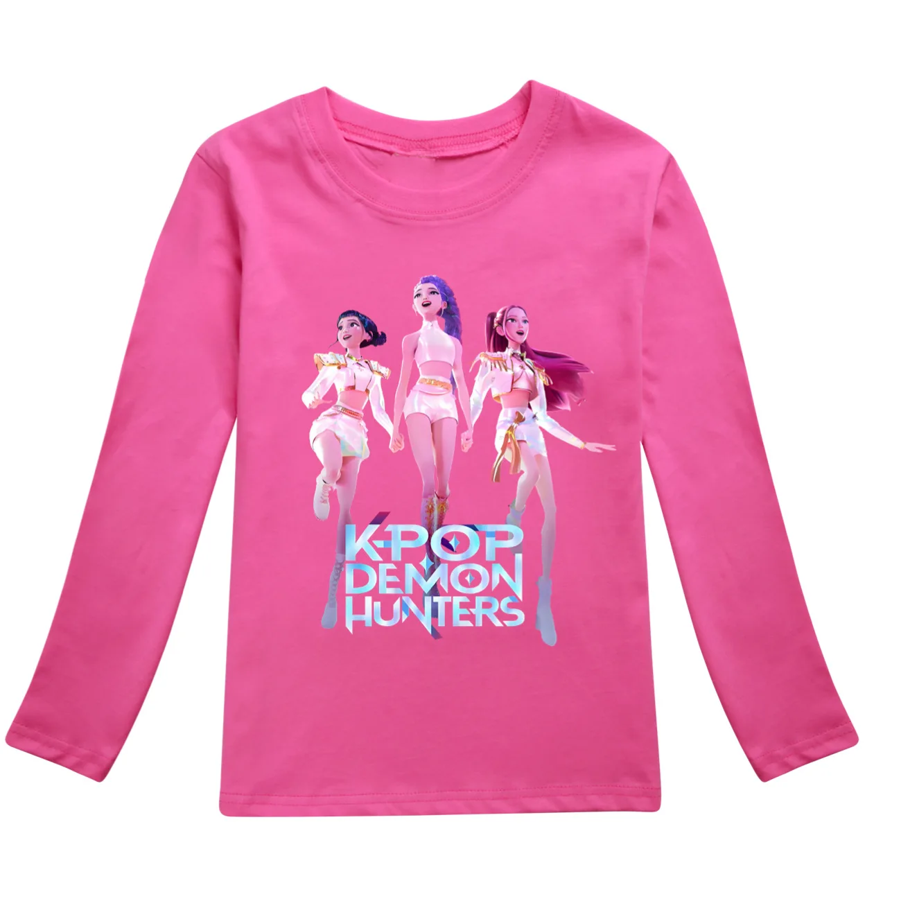 KPop شيطان الصيادين Huntrix التي شيرت الاطفال ملابس المراهقين الفتيان س الرقبة الكرتون تي شيرت غير رسمي الفتيات كم طويل بلايز ملابس الطفل