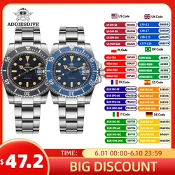 ADDIESDIVE Watch For Men New Quartz Wristwatch Green Ceramic Bezel Diving 200m Luminous 41mm Automatic Date Diver Men's Watch