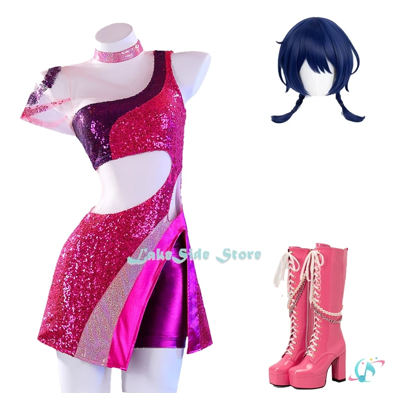 Anime Cartoon Prinecess Musa Cosplay Costume Wig Boots Pink Suit Girls Cute Fantasia Dress Sequin Skirt Hallow disfraz mujer