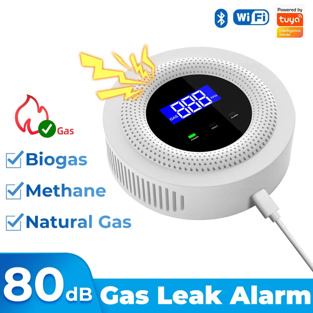 Tuya 2.4G WIFI Gas detector Household kitchen gas leak alarm sensor Smart home protection alarm Smart life, safety