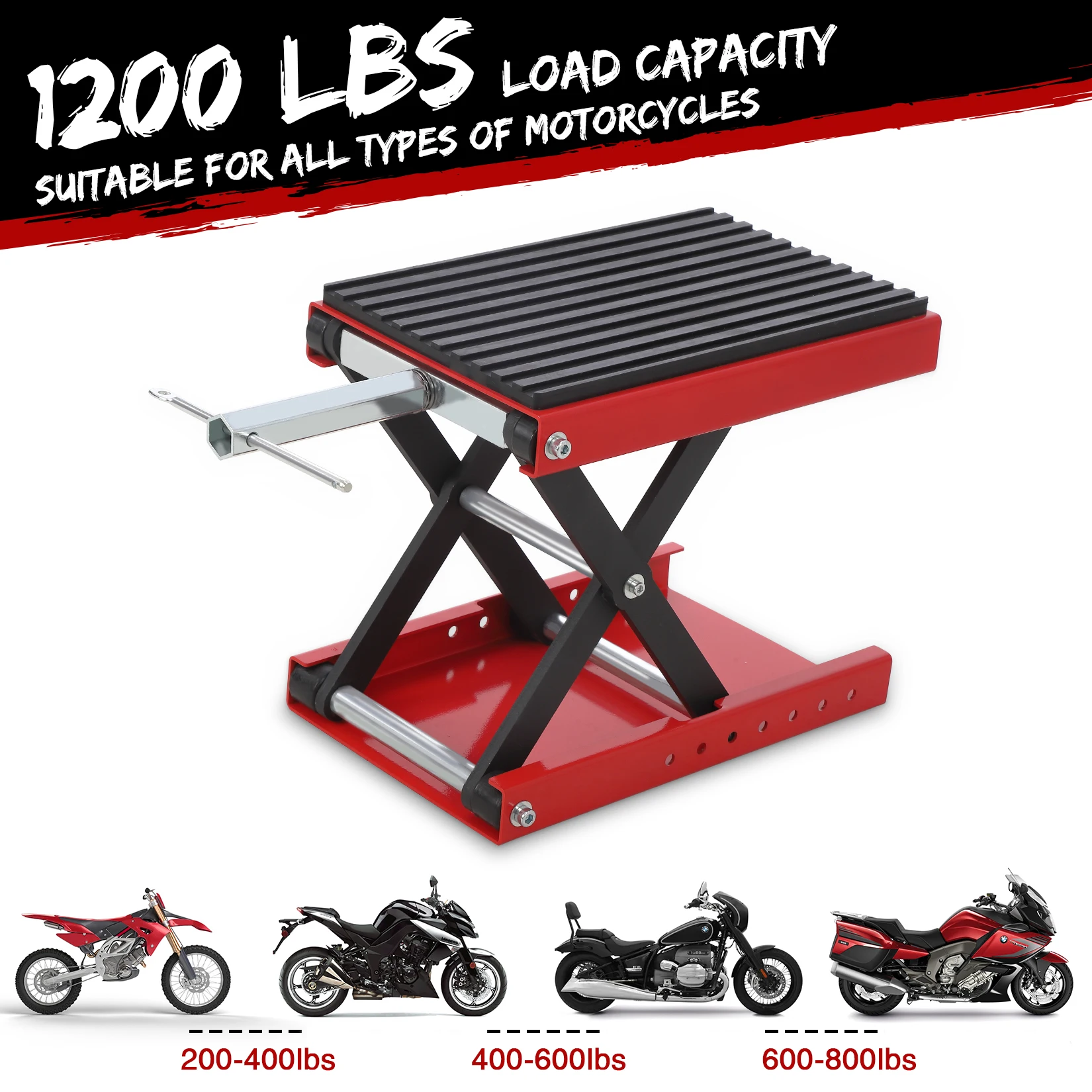 

Motorcycle Lift Jack, 1200 LBS Motorcycle Stand Scissor Jack Thickened Rubber Pad Dirt Bike Stand Lift for ATV, Bike, Street Bik