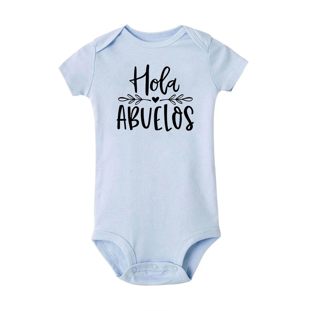 Hola Abuelos estampado español abuelos anuncio de embarazo mono recién nacido lindo ropa infantil de una pieza mono de bebé regalo