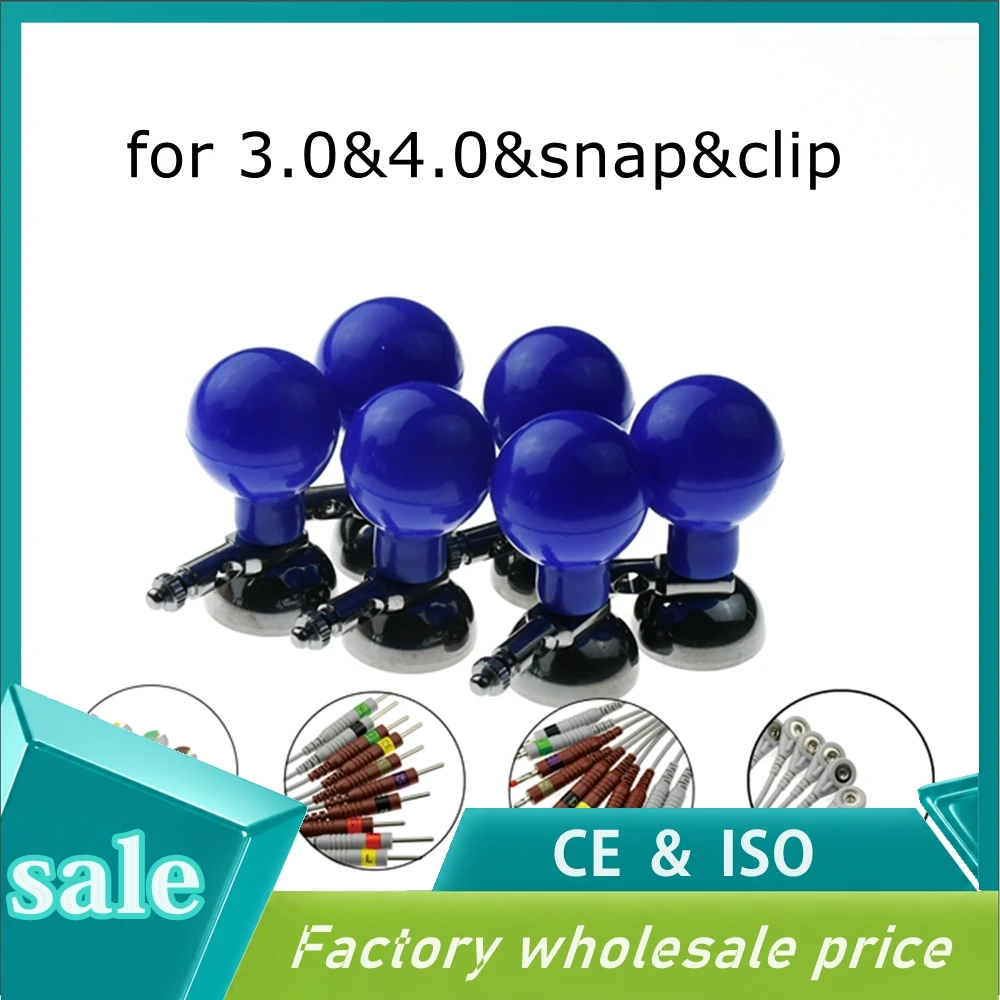 

6pcs/set Child Agcl-plated Ekg Suction Electrodes,3.0&4.0&snap&clip purpose，ecg Accessories Electrocardiograph Ecg Machin