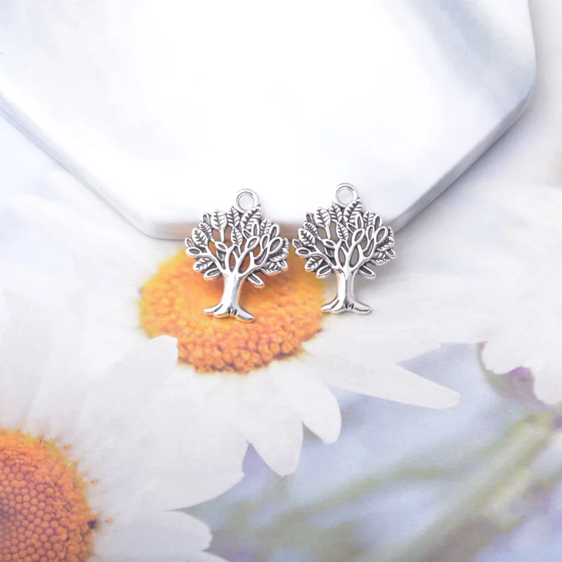 10 Stück Boho Zinklegierung Runde Ohrring-Anhänger Runder Baum Sonnenblumen-Anhänger DIY Damenohrringe – Detail 16