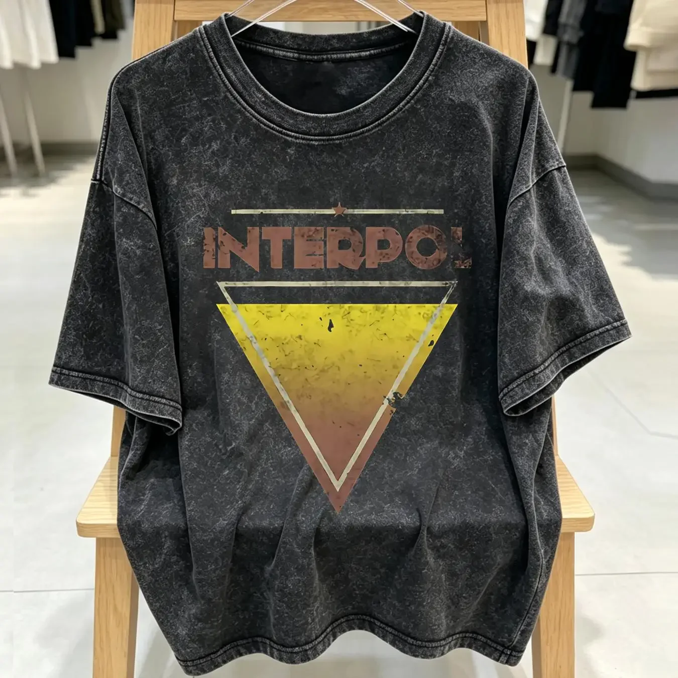 washed T Shirt Interpol American Rock Band Triangle S 2XL long or short sleeves vintage Washed streetwear designer clothes