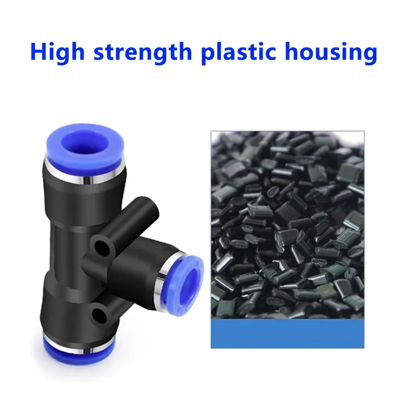 100PCS PE PU PY 4 6 8 10 12mm Air Connectors  Quick Pneumatic Fitting Connect Tee 3Way Plastic Pipe Hose Tube Connector