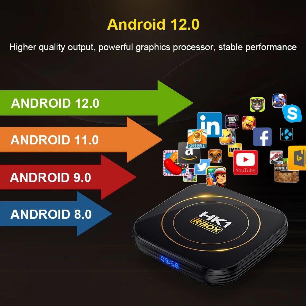 Boîtier TV HK1 RBOX H8S Allwinner H618, Android 12.0, 4 Go/64 Go, décodeur avec WiFi 5G, lecteur multimédia BT 4.0, pour touristes