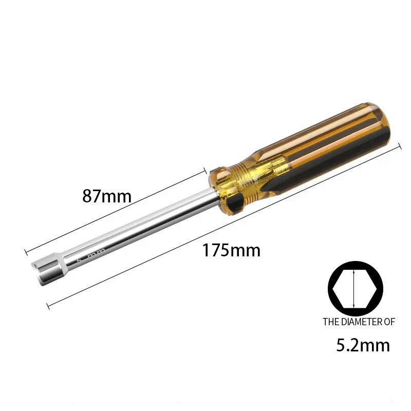 Socket Wrench, Hex Wrench, High Carbon Steel Hex Nut Screwdriver, Non-magnetic Manual Repair Tool (plastic handle) 5-10mm