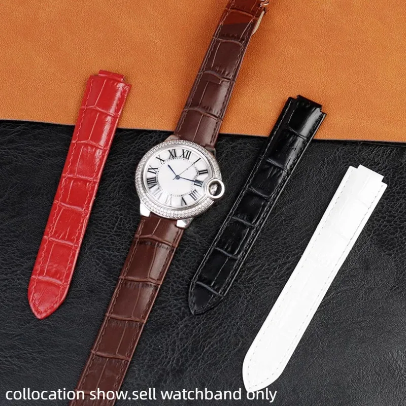 14x8 مم 16x8 18 مم 20 مم 22x12 مم لحزام بالون كارتييه الأزرق للرجال والنساء حزام ساعة جلدي سوار بإبزيم قابل للطي من الفولاذ المقاوم للصدأ