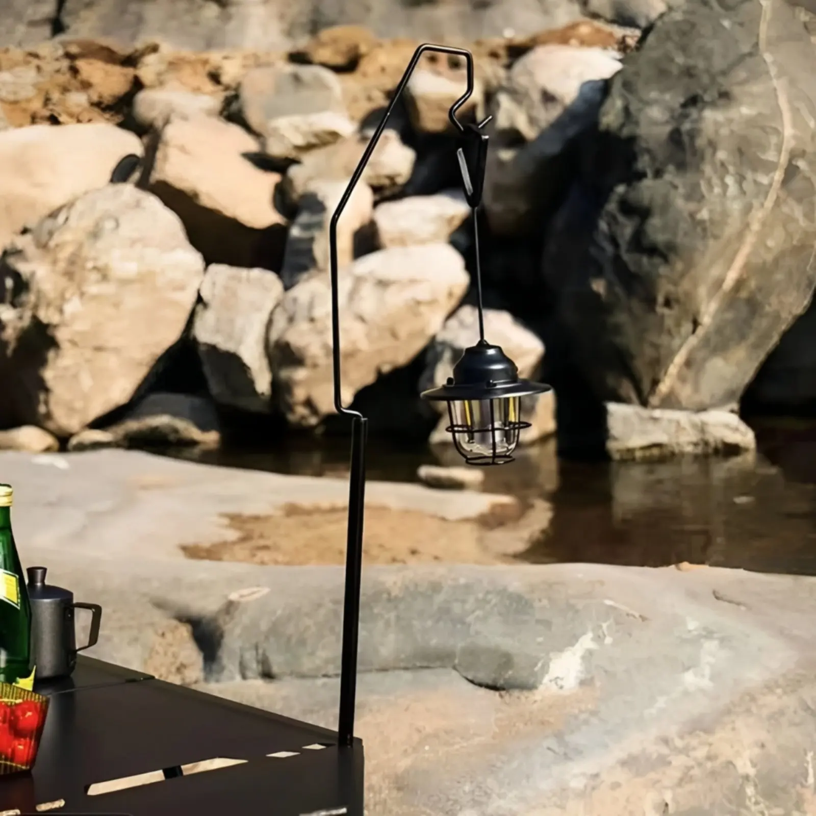 Table Clamp Lantern Hanger Lightweight Design Portable Camping Lamp Stand Folding Table Lamp Holder Detachable Outdoor Gear