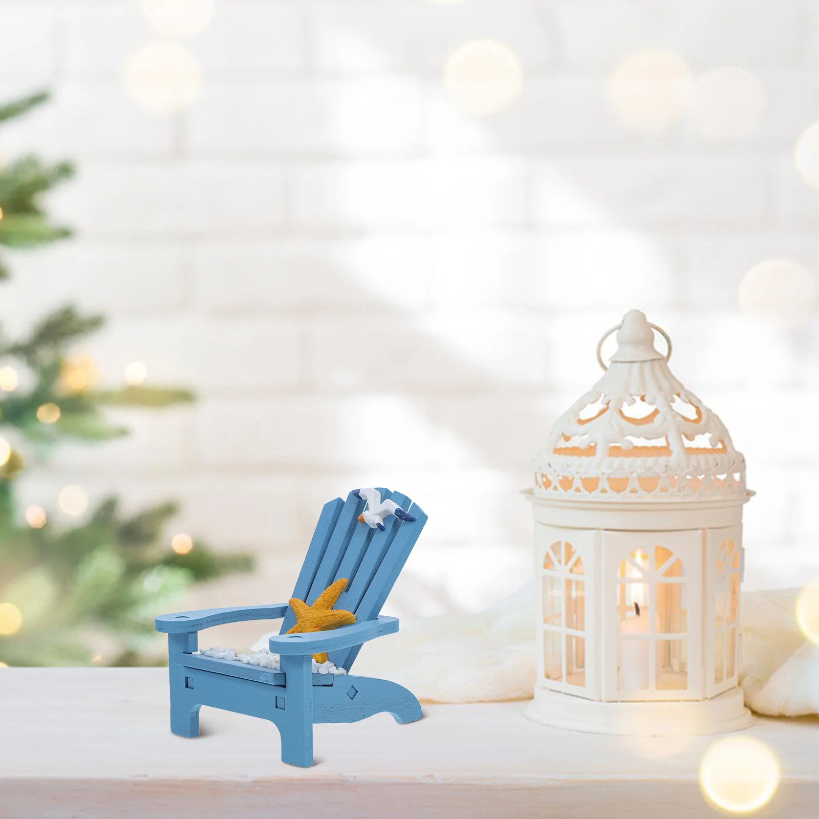 

Miniature Beach Chair Ornament Nautical Style Compact Desktop Decor for Bookshelf Or Office Sturdy No Warping Fade Resistant
