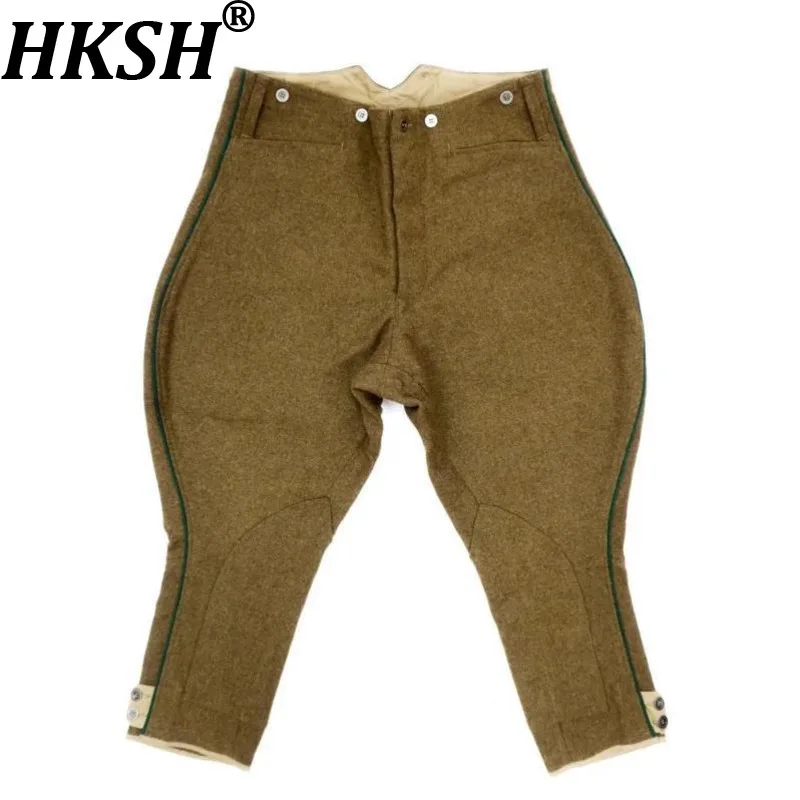 HKSH Autumn Winter New Men Tide Chic Retro Woolen Breeches Boot Ankle-Length Pants Knight Chic Ins Fashion Elegant Women HK9783
