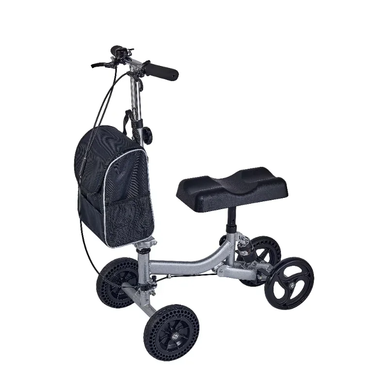 All Terrain Steerable Knee Scooter Anti-wrestling Folding Knee Walker Heavy Duty Alternative In Black